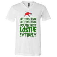 Hate Double Hate Loathe Entirely Funny Christmas Santa V-Neck T-Shirt