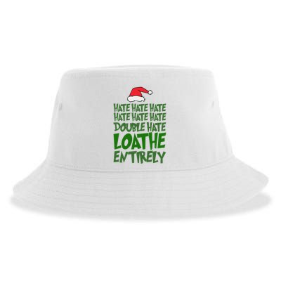 Hate Double Hate Loathe Entirely Funny Christmas Santa Sustainable Bucket Hat