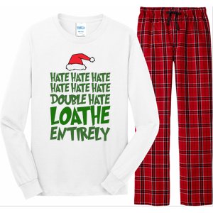 Hate Double Hate Loathe Entirely Funny Christmas Santa Long Sleeve Pajama Set