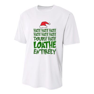 Hate Double Hate Loathe Entirely Funny Christmas Santa Youth Performance Sprint T-Shirt
