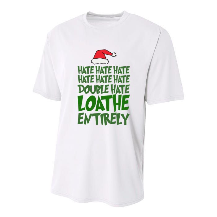 Hate Double Hate Loathe Entirely Funny Christmas Santa Youth Performance Sprint T-Shirt