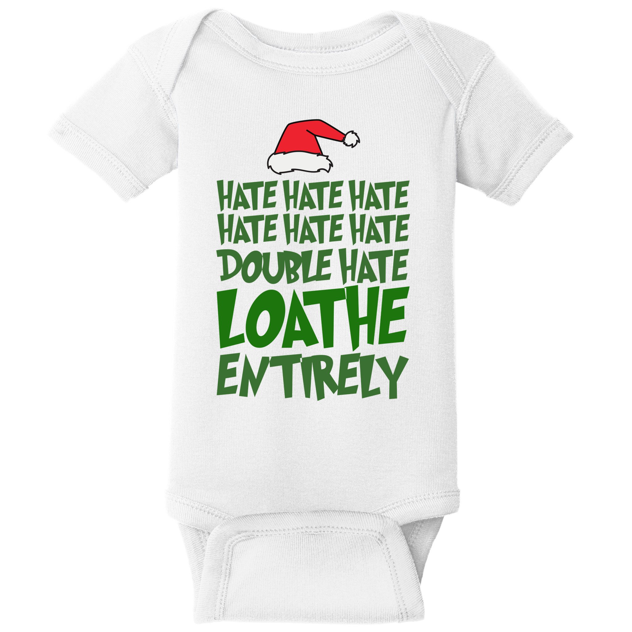 Hate Double Hate Loathe Entirely Funny Christmas Santa Baby Bodysuit