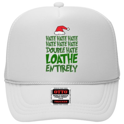 Hate Double Hate Loathe Entirely Funny Christmas Santa Trucker Hat