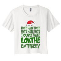 Hate Double Hate Loathe Entirely Funny Christmas Santa Crop Top