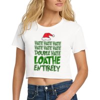 Hate Double Hate Loathe Entirely Funny Christmas Santa Crop Top