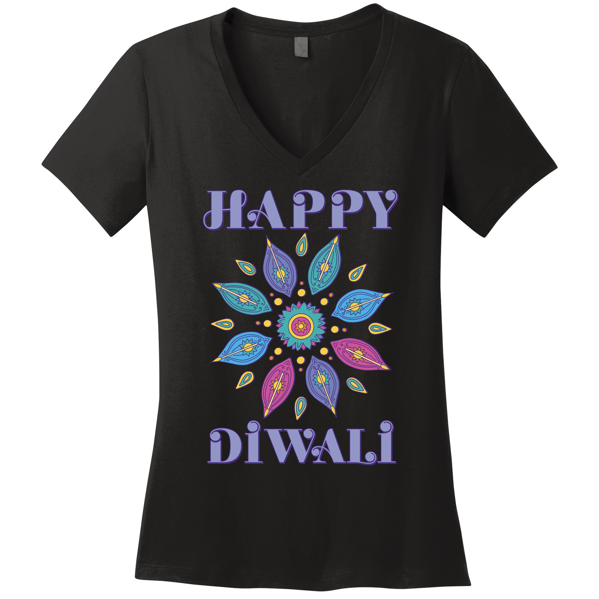 Happy Diwali Hindu Festival Women's V-Neck T-Shirt