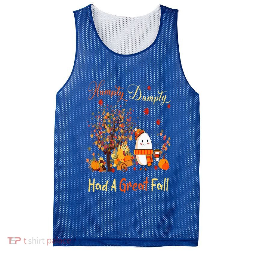 Humpty Dumpty Had A Great Fall Thanksgiving Autumn Halloween Mesh Reversible Basketball Jersey Tank