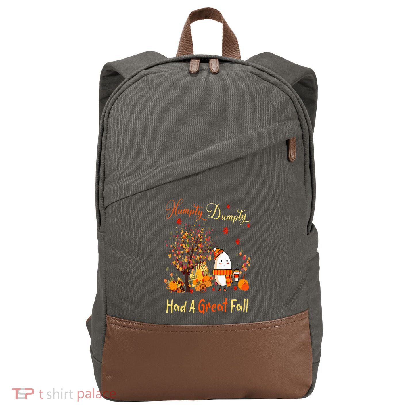 Humpty Dumpty Had A Great Fall Thanksgiving Autumn Halloween Cotton Canvas Backpack