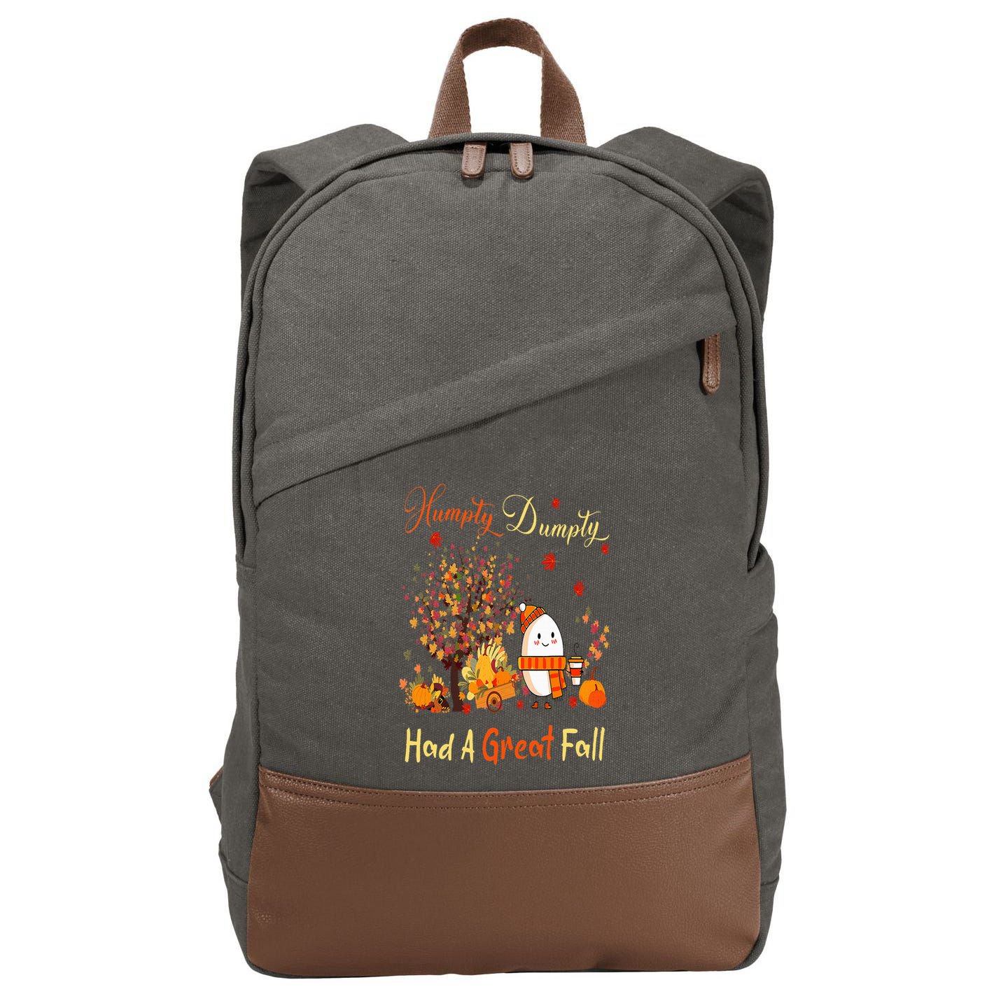 Humpty Dumpty Had A Great Fall Thanksgiving Autumn Halloween Cotton Canvas Backpack