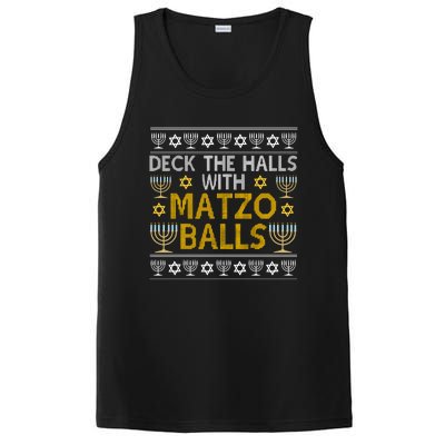 Hanukkah Deck Hall With Matzo Ball Ugly Sweater Funny Jewish PosiCharge Competitor Tank