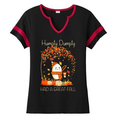 Humpty Dumpty Had A Great Fall Thanksgiving Autumn Halloween Ladies Halftime Notch Neck Tee