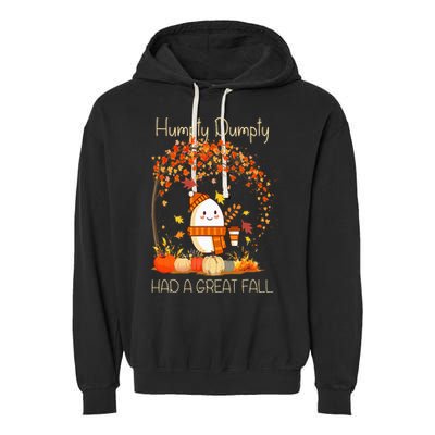 Humpty Dumpty Had A Great Fall Thanksgiving Autumn Halloween Garment-Dyed Fleece Hoodie