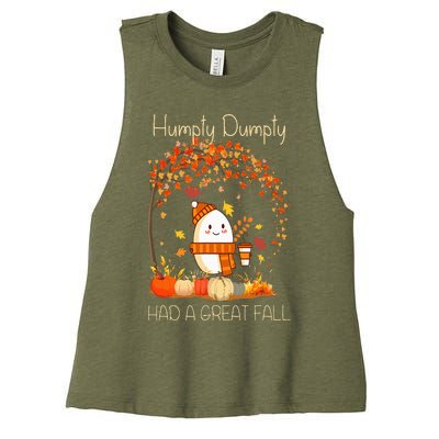 Humpty Dumpty Had A Great Fall Thanksgiving Autumn Halloween Women's Racerback Cropped Tank