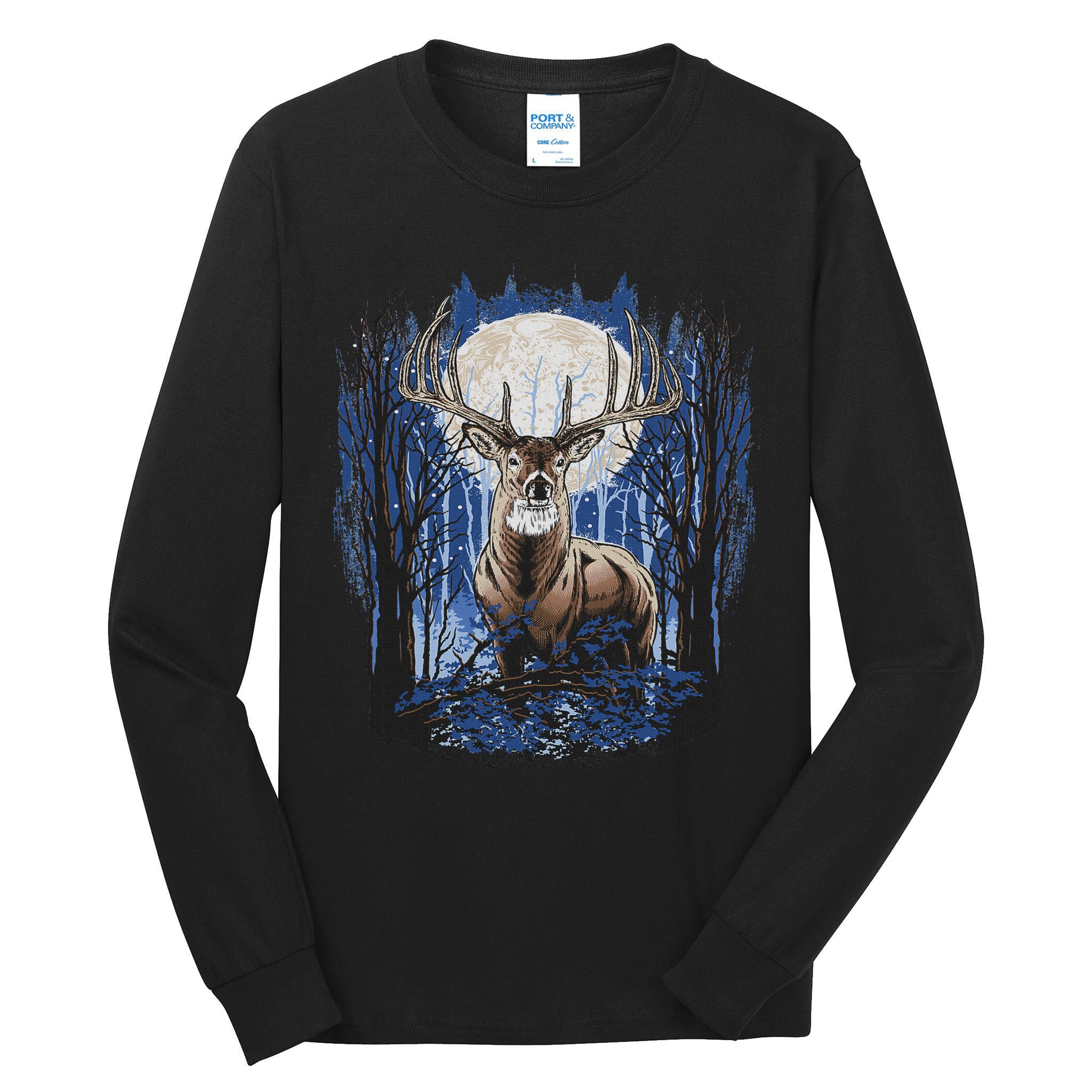 Hunters Deer Hunting Big Whitetail Buck Tall Long Sleeve T-Shirt