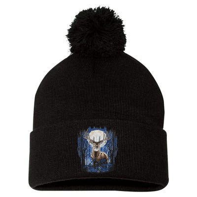 Hunters Deer Hunting Big Whitetail Buck Pom Pom 12in Knit Beanie