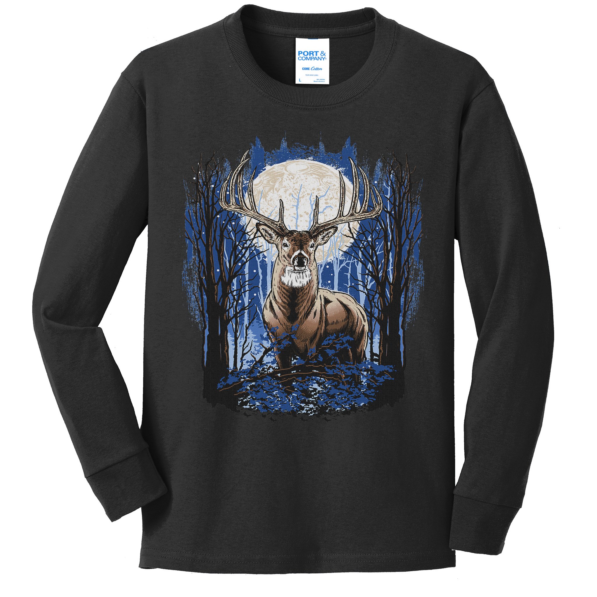 Hunters Deer Hunting Big Whitetail Buck Kids Long Sleeve Shirt