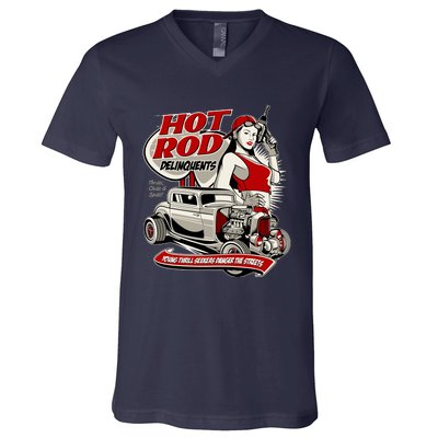 Hotrod Delinquents V-Neck T-Shirt