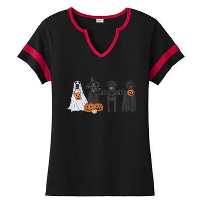 Black Labrador Halloween Ghost pumpkin  Ladies Halftime Notch Neck Tee