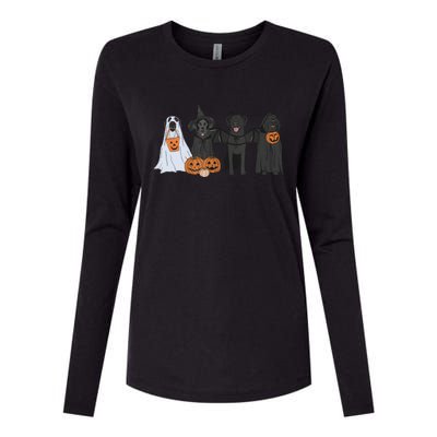 Black Labrador Halloween Ghost pumpkin  Womens Cotton Relaxed Long Sleeve T-Shirt