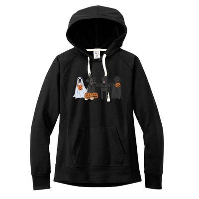 Black Labrador Halloween Ghost pumpkin  Women's Fleece Hoodie