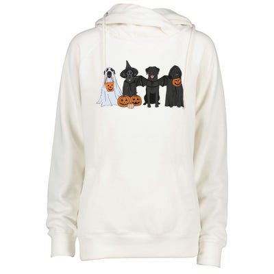 Black Labrador Halloween Ghost pumpkin  Womens Funnel Neck Pullover Hood