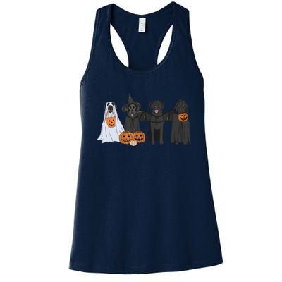 Black Labrador Halloween Ghost pumpkin  Women's Racerback Tank