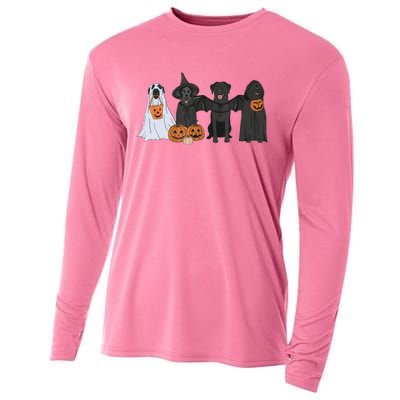 Black Labrador Halloween Ghost pumpkin  Cooling Performance Long Sleeve Crew