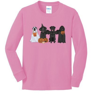 Black Labrador Halloween Ghost pumpkin  Kids Long Sleeve Shirt