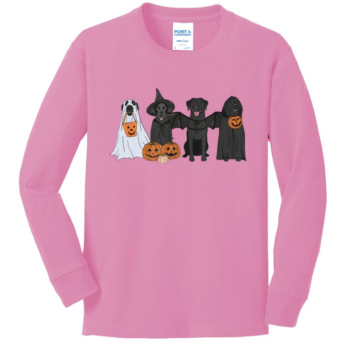 Black Labrador Halloween Ghost pumpkin  Kids Long Sleeve Shirt