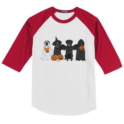 Black Labrador Halloween Ghost pumpkin  Kids Colorblock Raglan Jersey