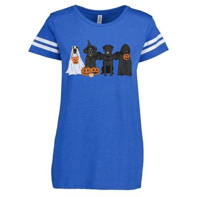 Black Labrador Halloween Ghost pumpkin  Enza Ladies Jersey Football T-Shirt