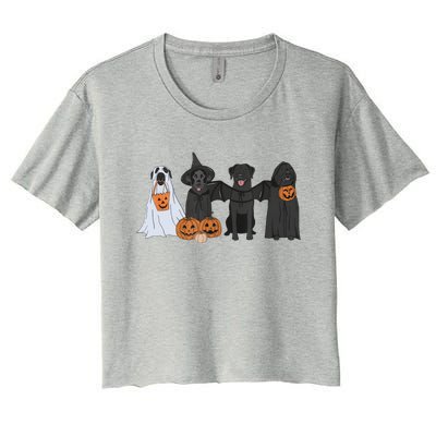 Black Labrador Halloween Ghost pumpkin  Women's Crop Top Tee