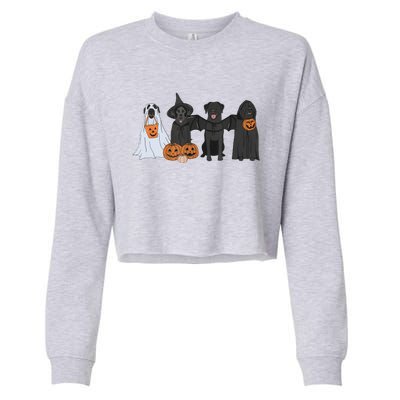 Black Labrador Halloween Ghost pumpkin  Cropped Pullover Crew