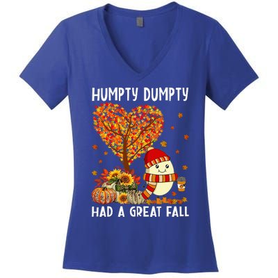 H.umpty D.umpty Had A Great Fall Happy Fall Yall Thanksgiving Women's V-Neck T-Shirt