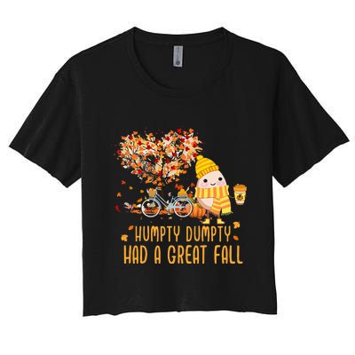 Humpty Dumpty Had A Great Fall Of Thanksgiving Autumn Season Women's Crop Top Tee