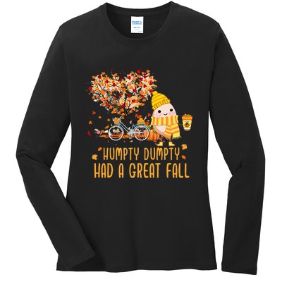 Humpty Dumpty Had A Great Fall Of Thanksgiving Autumn Season Ladies Long Sleeve Shirt