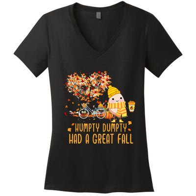 Humpty Dumpty Had A Great Fall Of Thanksgiving Autumn Season Women's V-Neck T-Shirt