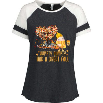 Humpty Dumpty Had A Great Fall Of Thanksgiving Autumn Season Enza Ladies Jersey Colorblock Tee