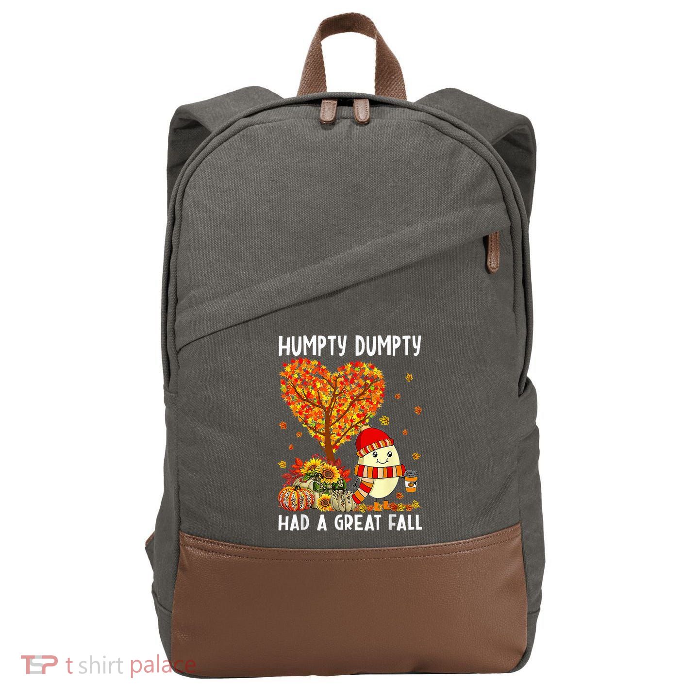 Humpty Dumpty Had A Great Fall Thanksgiving Autumn Halloween Cotton Canvas Backpack