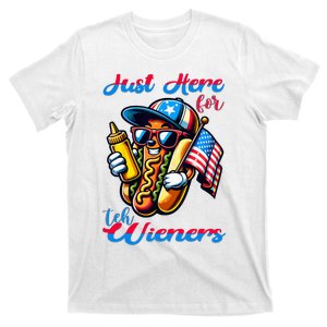 Hot Dog IM Just Here For The Wieners 4th Of July T-Shirt