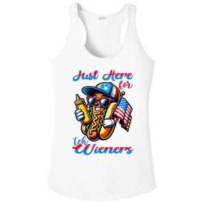 Hot Dog IM Just Here For The Wieners 4th Of July Ladies PosiCharge Competitor Racerback Tank