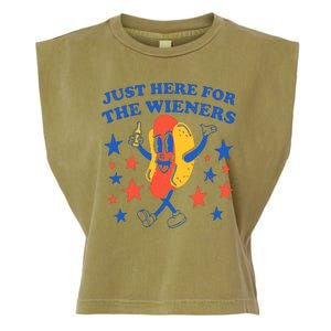 Hot Dog Im Just Here For The Wieners 4th Of July Garment-Dyed Women's Muscle Tee