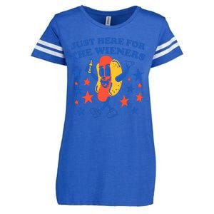 Hot Dog Im Just Here For The Wieners 4th Of July Enza Ladies Jersey Football T-Shirt