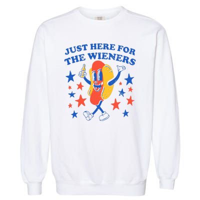 Hot Dog Im Just Here For The Wieners 4th Of July Garment-Dyed Sweatshirt