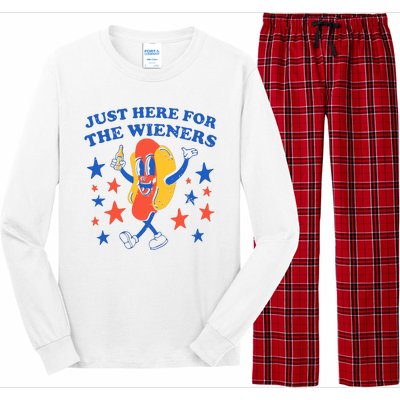 Hot Dog Im Just Here For The Wieners 4th Of July Long Sleeve Pajama Set