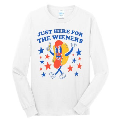 Hot Dog Im Just Here For The Wieners 4th Of July Tall Long Sleeve T-Shirt