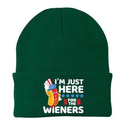 Hot Dog Im Just Here For The Wieners 4th Of July Knit Cap Winter Beanie