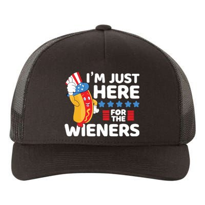 Hot Dog Im Just Here For The Wieners 4th Of July Yupoong Adult 5-Panel Trucker Hat