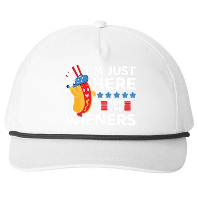 Hot Dog Im Just Here For The Wieners 4th Of July Snapback Five-Panel Rope Hat