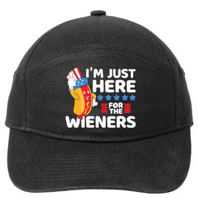 Hot Dog Im Just Here For The Wieners 4th Of July 7-Panel Snapback Hat